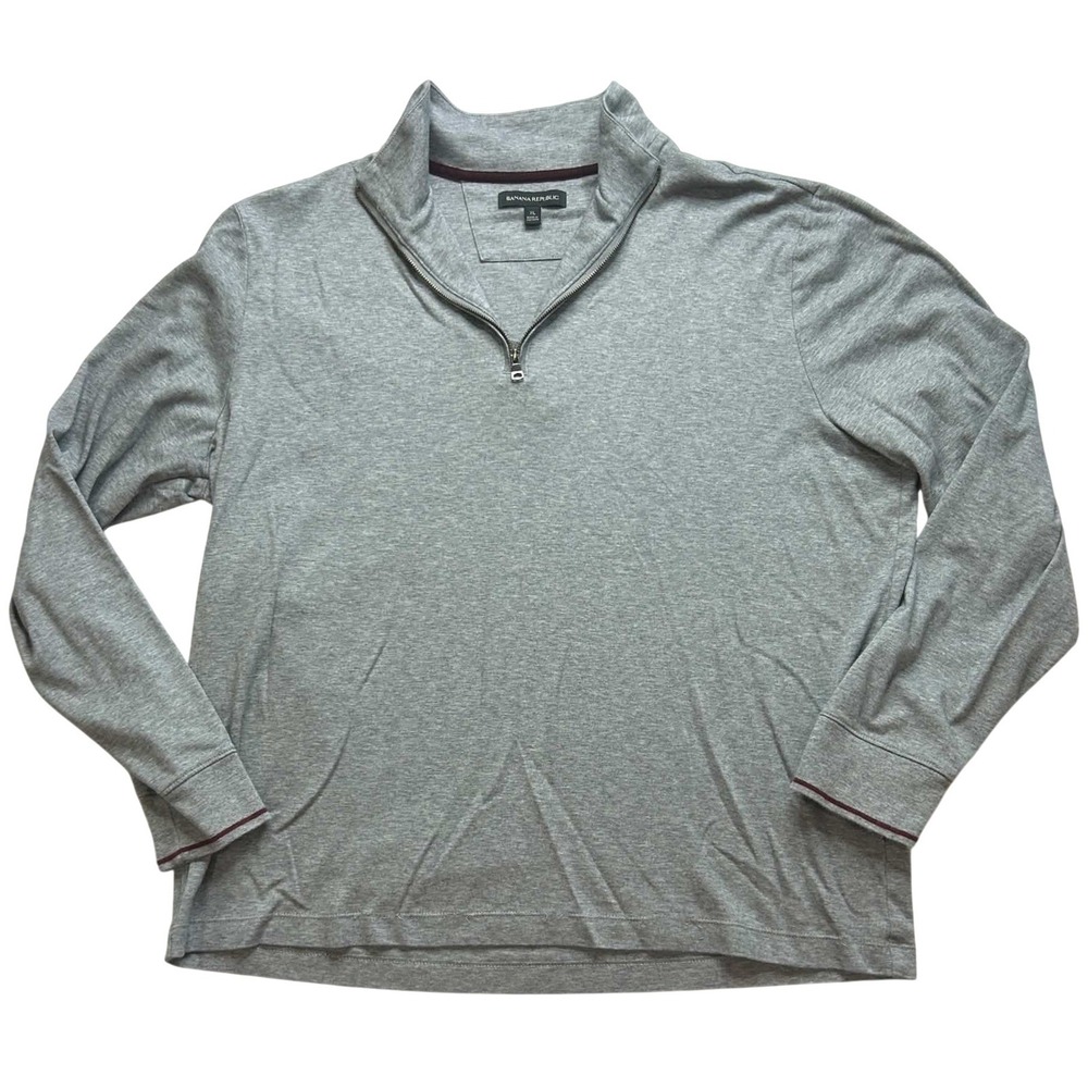 Banana Republic Mens XL Grey 100% Cotton Quarter Zip Pullover Sweater Top